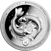1 Unze Silber Sternzeichen Fische 2026 (Auflage: 5.000 | Diamant | Polierte Platte)