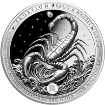 1 Unze Silber Sternzeichen Skorpion 2026 (Auflage: 5.000 | Diamant | Polierte Platte)