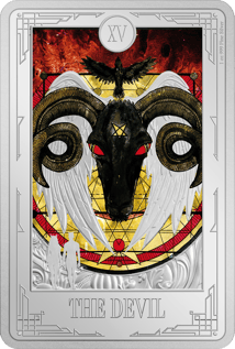 1 Unze Silber Tarotkarte Der Teufel 2024 (Auflage: 2.000 | coloriert | Polierte Platte)