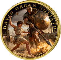 1 Unze Silber David gegen Goliath 2025 (Auflage: 100 | teilvergoldet)