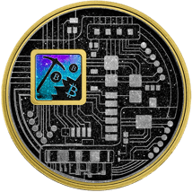 1 Unze Silber Krypto Bitcoin Iced Out (Auflage: 100 | teilvergoldet)