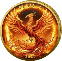 1 Unze Silber Feuer Phönix 2025 (Auflage: 100 | vergoldet)