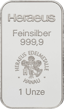 1 Unze Silberbarren Heraeus
