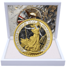 10 Unze Silber Britannia Black Marble 2024 (Auflage: 50 | teilvergoldet)