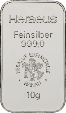 10g Silberbarren Heraeus