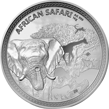 1kg Silber African Safari Elefant 2020 (Auflage: 100 | Polierte Platte | Zertifikat Nr. 001)