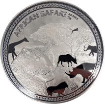 1kg Silber African Safari Leopard 2019 (Auflage: 100 | Polierte Platte | Zertifikat Nr. 001)