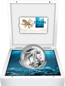 1kg Silber Ocean Five Oktopus 2023 (Auflage: 100 | Polierte Platte | Zertifikat Nr. 100)