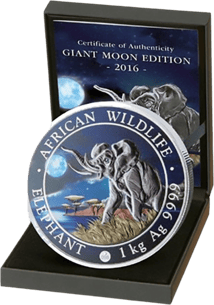 1kg Silber Somalia Elefant 2016 Limited Night Edition (Auflage: 100 Münzen)