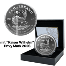 2 Unze Silber Krügerrand Kaiser Wilhelm II. Privy Mark 2026 (Auflage: 2.000 | Polierte Platte)