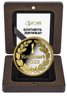 2 Unzen Silber Reichsmark 2025 (Auflage: 100 | teilvergoldet | Polierte Platte)