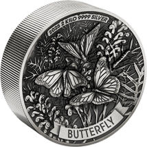 2kg Silber Butterfly 2025 (Auflage: 200 | High Relief | Antik Finish)