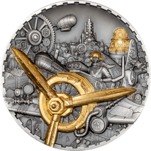 3 Unze Silber Steampunk Aviation 2025 (Auflage: 888 | High Relief | teilvergoldet)