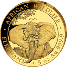 5 Unze Gold Somalia Elefant 2021 PP (Auflage: 50 | Polierte Platte | Nummer 1)