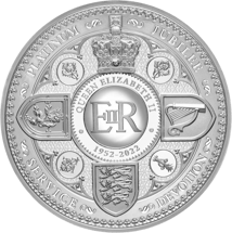 5 Unze Silber 70.Jubiläum Thronbesteigung Elisabeth II. 2022 (Auflage 500 | Polierte Platte)