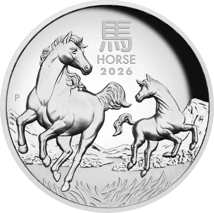 5 Unze Silber Lunar III Pferd 2026 (Auflage: 388 | High Relief | Polierte Platte)