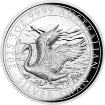 5 Unze Silber Perth Mint Schwan 2025 (Auflage: 500 | Polierte Platte | High Relief)