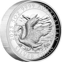 5 Unze Silber Perth Mint Schwan 2025 (Auflage: 500 | Polierte Platte | High Relief)