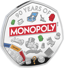 50 Pence Silber 90 Jahre Monopoly 2025 (Auflage: 4.500 | Polierte Platte)