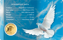 Gold Friedenstaube Münze (Auflage: 50.000)