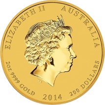 2 Unze Goldmünze Lunar II Pferd 2014