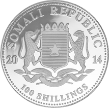 1 Ounce Silver Somalia Elephant 2014
