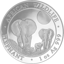 1 Ounce Silver Somalia Elephant 2014