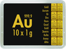 10 x 1g Gold Tafelbarren Combibarren (Valcambi)