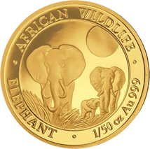 1/50 Unze Gold Somalia Elefant 2014