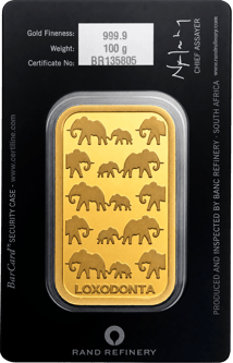 100g Elefanten Goldbarren (Rand Refinery)