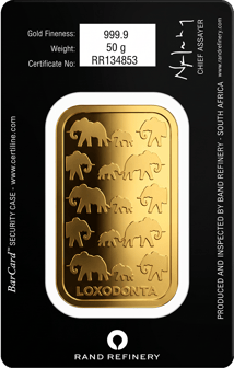 50g Elefanten Goldbarren (Rand Refinery)