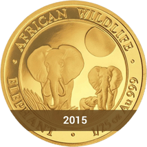 1/25 Unze Gold Somalia Elefant 2015