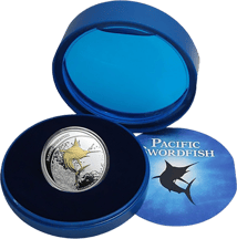 1 Unze Silber Pacific Schwertfisch teilvergoldet PP 2011 (in Dose)