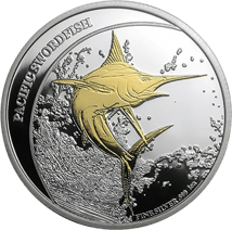 1 Unze Silber Pacific Schwertfisch teilvergoldet PP 2011 (in Dose)