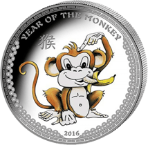1 Unze Silber Affe 2016 PP High Relief Motiv coloriert (Auflage: 500 Münzen)