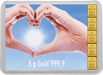 5 x 1g Goldbarren "Für eine goldene Zukunft" (Kippbild)