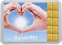 10 x 1g Goldbarren "Für eine goldene Zukunft" (Kippbild)