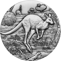 2 Unze Silber Känguru Antik Finish (High Relief | Auflage: 3000 | CoA.)