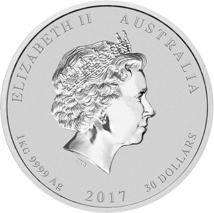 1kg Silbermünze Lunar II Hahn 2017