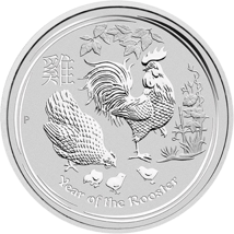10 Unze Silbermünze Lunar II Hahn 2017