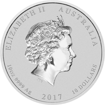 10 Unze Silbermünze Lunar II Hahn 2017