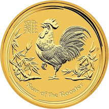 1/10 Unze Goldmünze Lunar II Hahn 2017