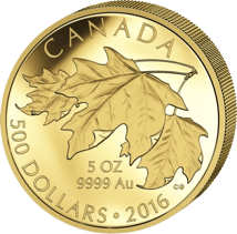 5 Unze Gold Maple Leaf 2016 PP (99 Exemplare)