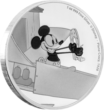 1 Unze Silber Mickey Mouse Plane Crazy 2016 PP (inkl. Etui & Zertifikat)