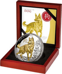 5 Unze Silber Hund PP 2018 (Niue 8$ | teilvergoldet)
