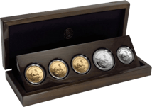 Krügerrand Vintage Set 5 x 1 Unze Gold/Silber/Platin PP (1967, 2016, 2017 | 50 Jahre Krügerrand)