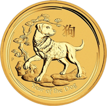 2 Unze Goldmünze Lunar II Hund 2018