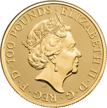 1 Unze Goldmünze The Queen's Beasts Bulle 2018