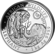 1 kg Silber Somalia Elefant 2004-2018 (Jubiläumsausgabe: 15 Jahre | Auflage: 500)