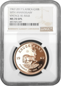 1 Unze Gold Krügerrand Vintage 1967 NGC MS 70 DPL (Polierte Platte | Auflage: 450 | im Slab)